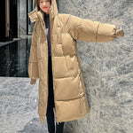 Quilted Winter Coat for Women Extra-Long Coat with Hood Thick Warm Padded Loose Winter Coat