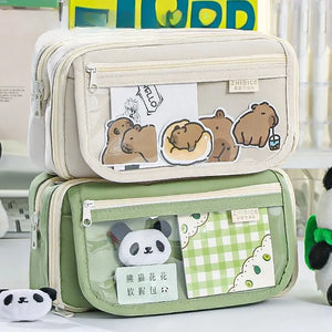 Charming Panda Flip Pencil Case – 9-Layer Spacious, Multi-Functional Stationery Organizer with Cute Panda Design