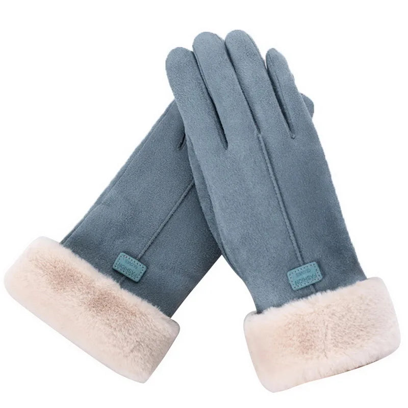 Women's Winter Touchscreen Gloves with Faux Fur Lining