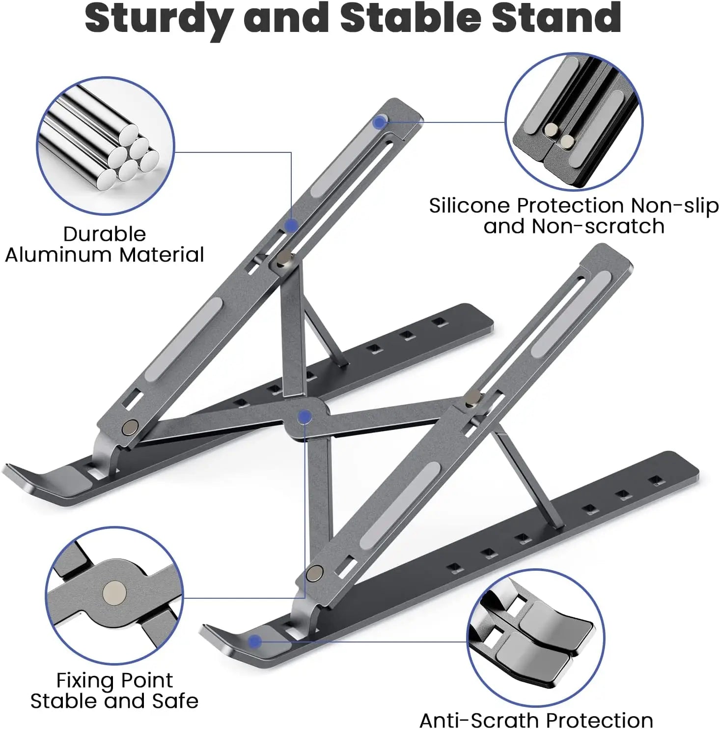 Portable Laptop Stand Aluminum Notebook Holder Foldable for 9 To 15.6 Inch Laptops Bracket for Macbook Air Pro Dell Lenovo