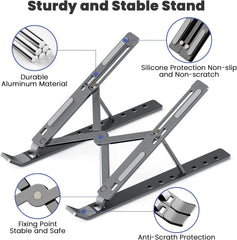Portable Laptop Stand Aluminum Notebook Holder Foldable for 9 To 15.6 Inch Laptops Bracket for Macbook Air Pro Dell Lenovo