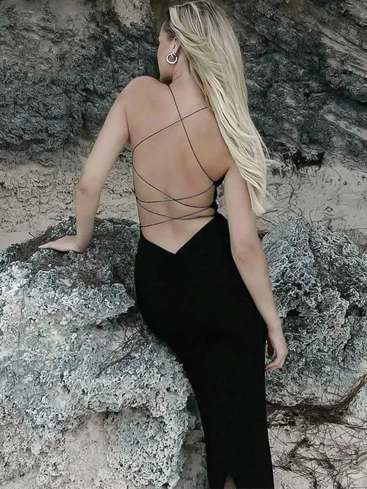 Sexy Backless Bandage Maxi Dress – Elegant Night Out Attire