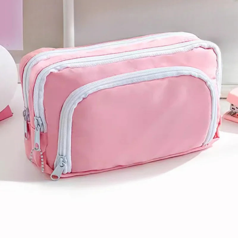 Large Capacity Aesthetic Pencil Bag School Case Pen Holder Cute Stationery Simple Style Zipper Pencil Pouch School Supplies