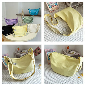Canvass Shoulder Bags for Women Solid Minimalist Multifunction Handbags Large Capacity Crossbody Bags for Teens Purses