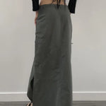 Women's Cargo Long Skirts with Slit Y2K Low Waist Maxi Skirt Retro Grunge Fashion