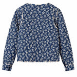 Women's Blue Flower Print Coat Warm Loose Thick Jacket Fall/Winter