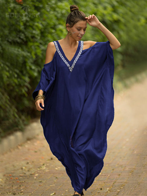 Plus Size Boho Maxi Dress Women Bohemian Tribal Hippie Casual Beach Vacation Summer Fashion