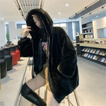 Women's Warm Thick Overcoat Faux Fur Coat Hooded Fleece Jacket with Zipper and Pockets