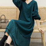 Elegant Women's Loose Sweater Dress Loose Long Fit Knitted Dress