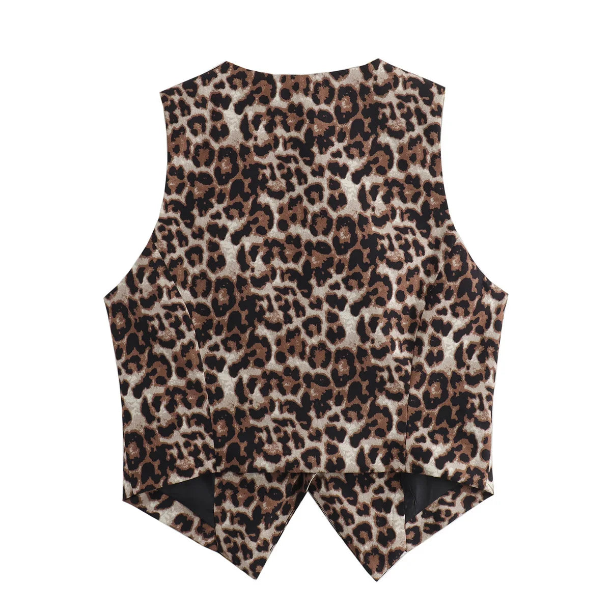 Women's Leopard Print Vest New Fashion V-Neck Single-Breasted Casual Vest Top