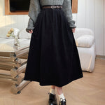 Corduroy Solid Skirts Preppy Style Autumn Winter New Fashion A-Line Retro Long Skirt