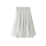 Fish Tail Pleated White/Black Short Mini Skirt A-Line High Waist Sexy Chic Retro Elastic Waist Short Skirt