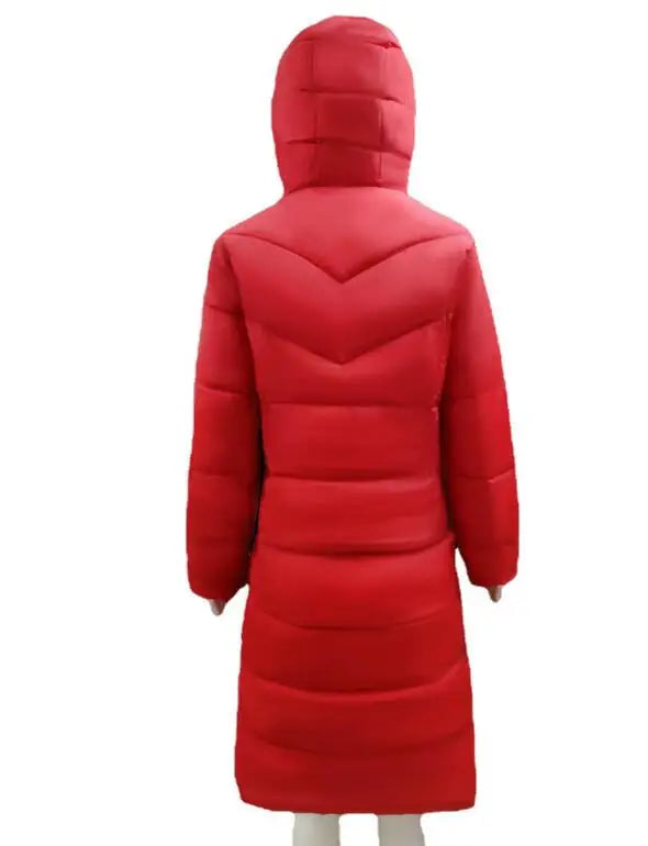 Women's Mid-Length Hooded Puffer Coat – Stylish Winter Warmth Plus Sizes