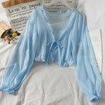 Long Sleeve See Through Lace Thin Breathable Shirts for Women Sun Protection Lace