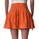 Women's Side Slit Pleated Denim Mini Skirt Tassel Distressed Hem A Line Split Jean Short Dress