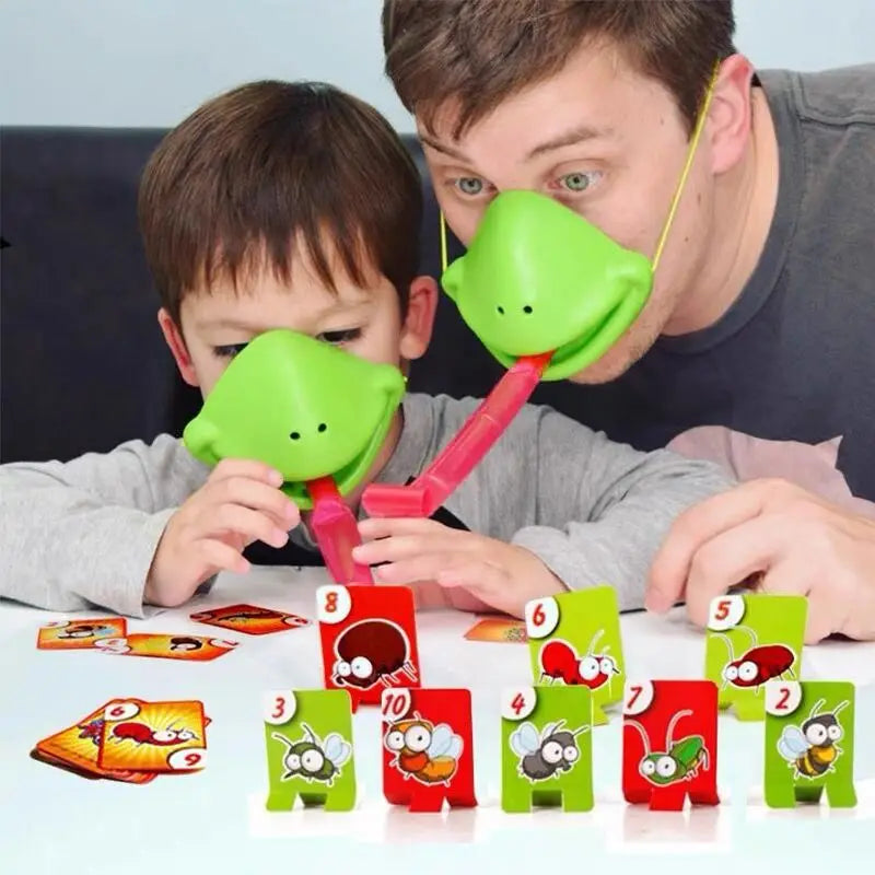 Frog Tongue Slap Game Lizard Mask Wagging Tongue Lick Cards Board Games for Children Family Party Toys Anti-Stress Funny Desktop Game Toys Gift for Kids