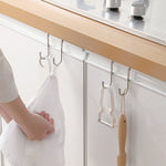 2-Hook Towel Rack Stainless Steel Hooks Double S-Shape Hook Kitchen Bathroom Cabinet Door