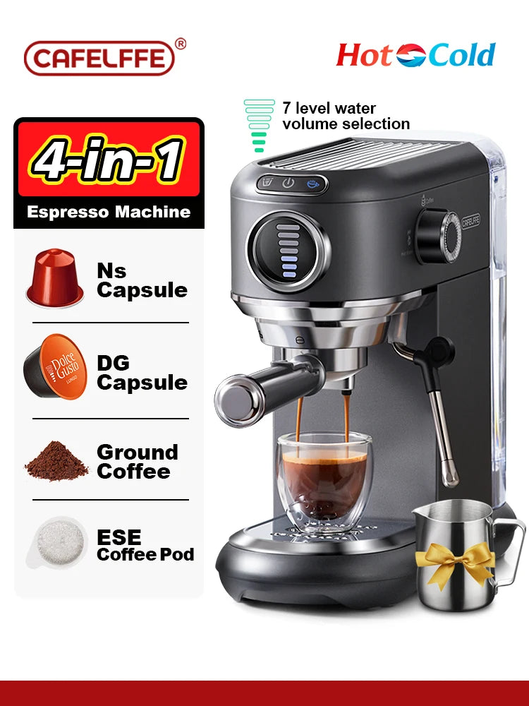Cafelife 4-in-1 espresso machine with various coffee pod compatibility on a white background