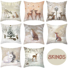 Christmas Pillow Covers Elk Tree  Merry Christmas Decorations For Home Decor Cushion Covers Sofa Decorative Throw Pillow Covers