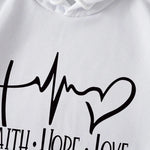 Women's "Faith Hope Love" Graphic Hoodie Casual Loose Streetwear Sweatshirt Autumn Fleece Hooded Hip Hop O-Neck Clothing Tops