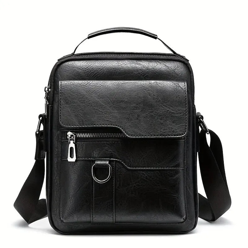 Messenger Bag Men PU Leather Shoulder Crossbody Bag Business Casual Tablet Travel Satchel