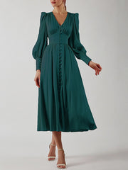 Elegant Button Down Dress For Women High Slit Chic Fashionable Midi Dress for the Stylish Woman