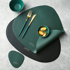 Tableware Pad Placemat Table Mat  PU Leather Heat Insulation Non-Slip Simple Placemats And Coaster Set Placemat for Dining Table