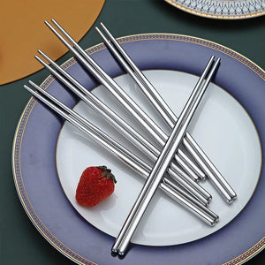 1/2/5 Pairs Chinese Chopsticks Stainless Steel Non-Slip Sushi Chopstick Korean Japanese Food Metal Sticks Kitchen Tableware Set