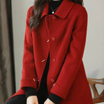 Wool Coat Slim Fashion Women's Office Square Collar Single Breasted Winter Coats