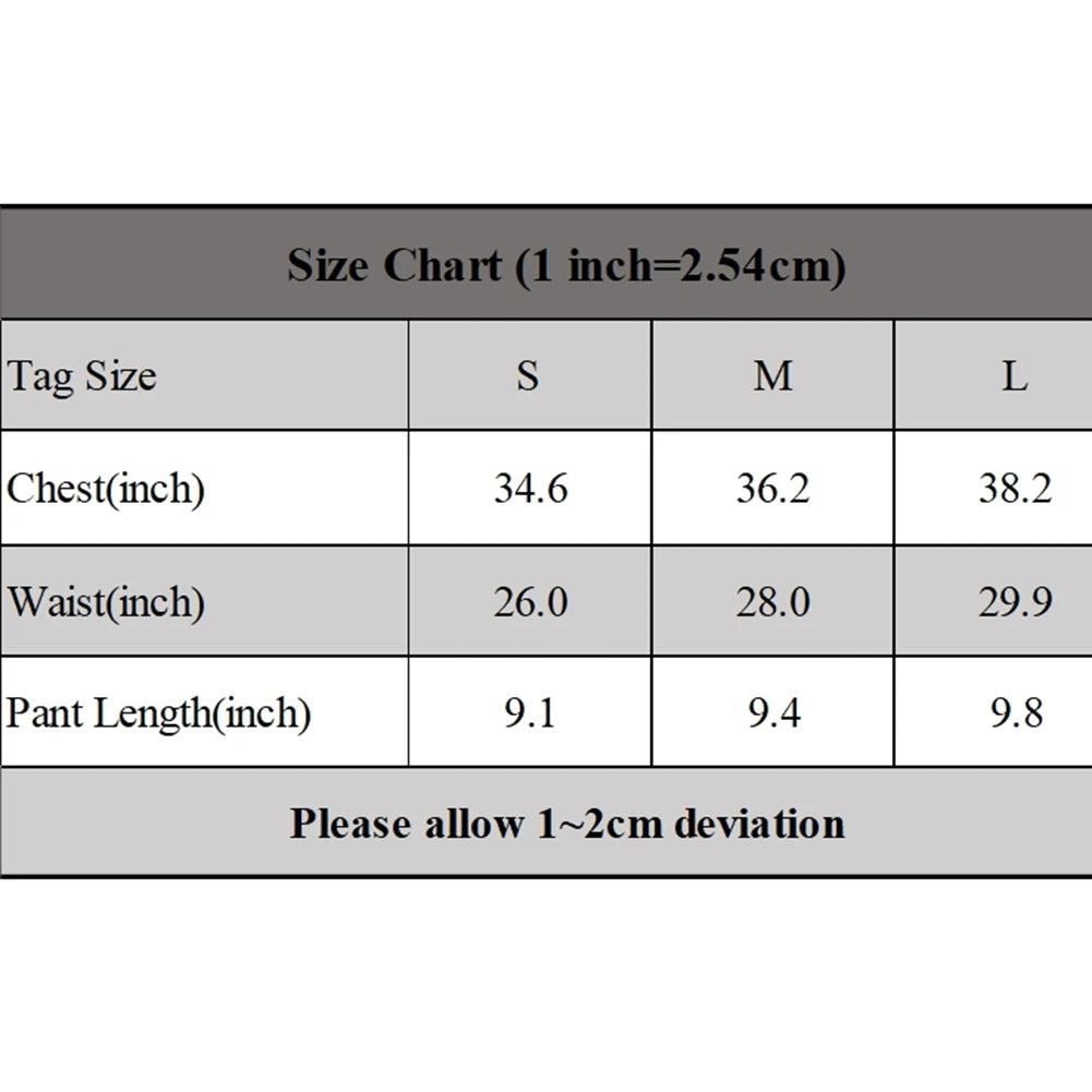 Size chart for clothing with measurements in inches and centimeters