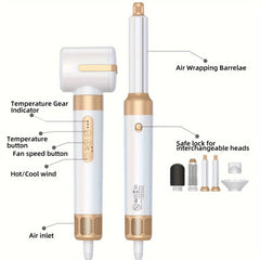 Hair styling tool with labeled parts on a white background