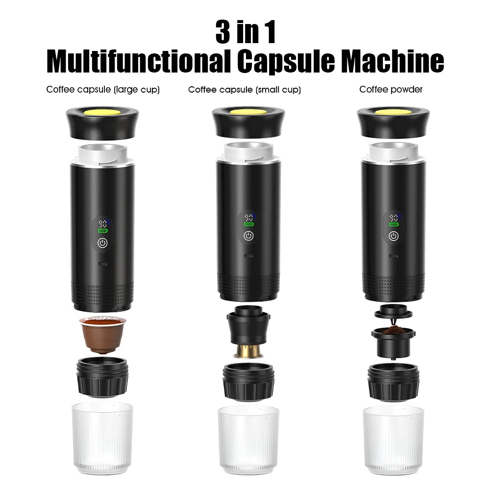 3-in-1 multifunctional capsule machine with various components on a white background