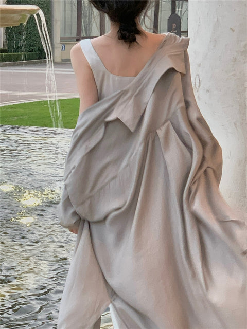 Long Sleeve Sun Protection Shirt Dress Women Loose Thin Cardigan Elegant Beach Vacation Summer