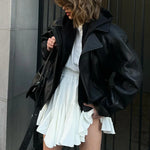 Fish Tail Pleated White/Black Short Mini Skirt A-Line High Waist Sexy Chic Retro Elastic Waist Short Skirt