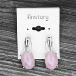 Vintage Natural Quartz Jade Amethysts Claw Pendant Earrings Antique Silver Plated Natural Stone Fashion Stud Earring