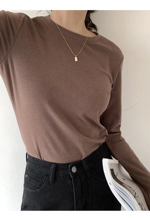 Women's Sweater Fall Winter Apparel Pullovers Long Sleeve Tube Knitted Top