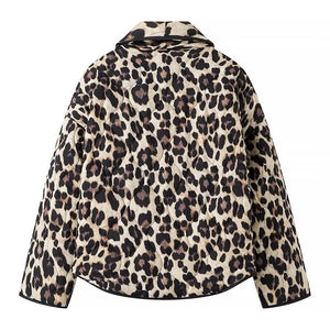 New Women's Fashion Loose Leopard Pattern Jacket Oversized Warm Jackets Outerwear