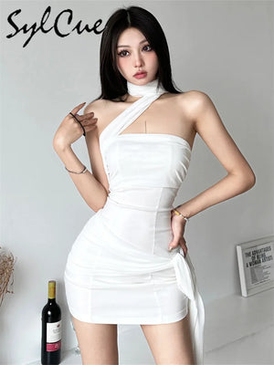 Spring / Summer White Elegant Mini Dress Beautiful Sexy Bachelor Party Wedding Guest Short Tight Dress