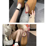 Warm Plush Interior Winter Shoes for Women Winter New Cashmere Warm Thick Sole Low Boot Half Slipper Shoe w/ Fur Lining