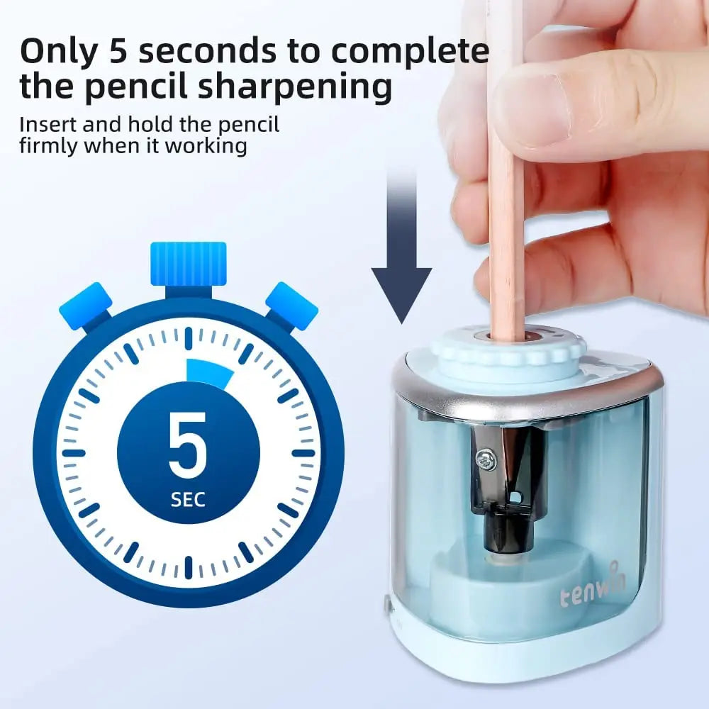 Multifunction Electric & Manual Pencil Sharpener Safe Helical Steel Blade Sharpener for Students