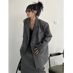 Long Sleeve Over Sized Two Piece Striped Business Suit for Women