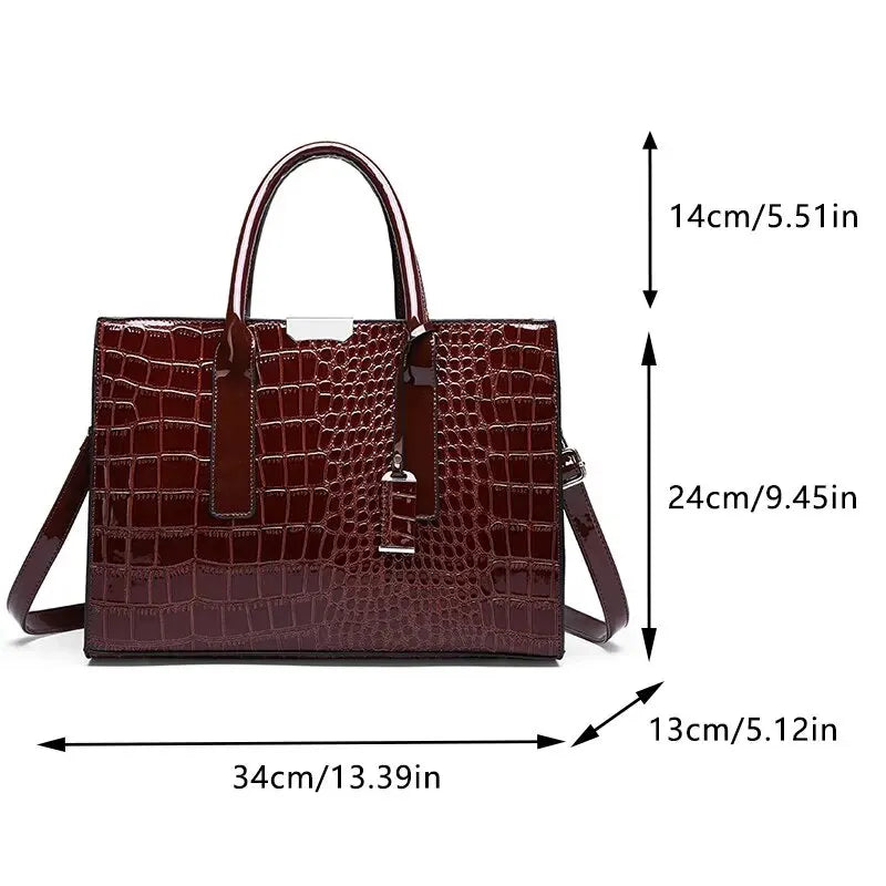 Crocodile Print Handbag Purse Adjustable Strap Tote Bag Top Handle Large Capacity Crossbody Bags for Work or Travel Great Gift