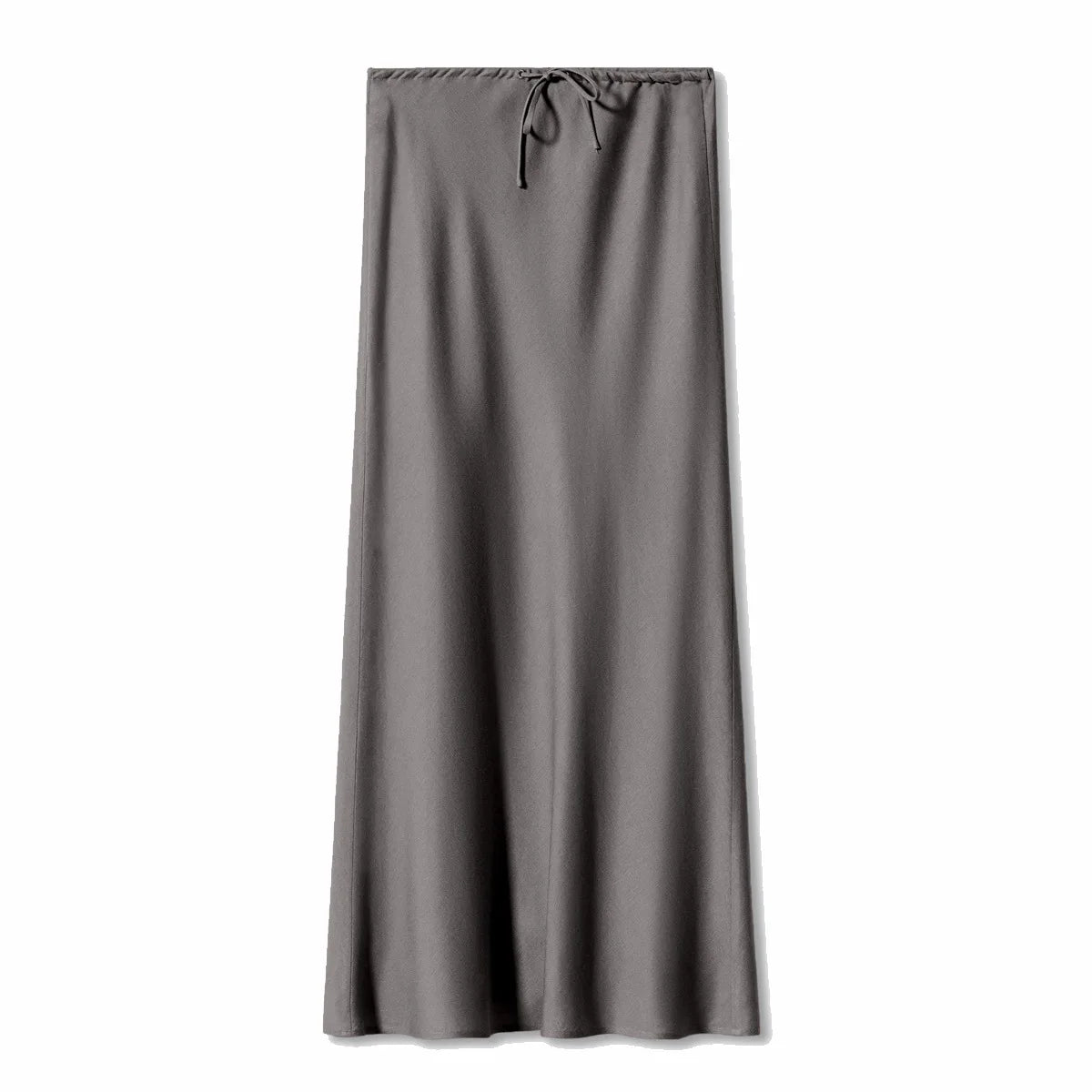 Gray skirt with drawstring waist on a white background