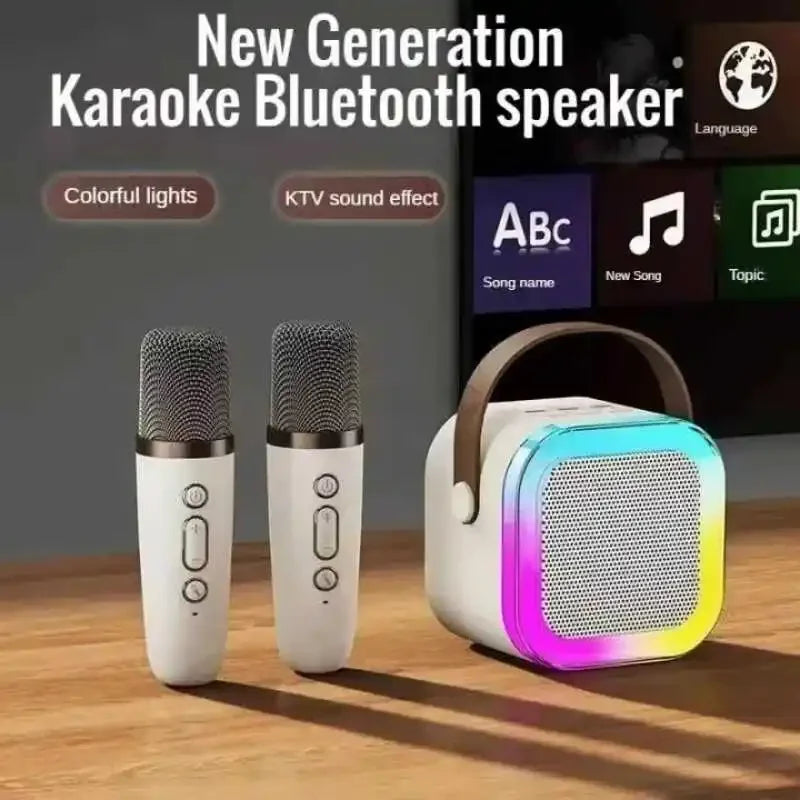 Portable Karaoke Machine Bluetooth 5.3 PA Speaker System with 2 Wireless Microphones Home Family Fun Singing Children's Gifts