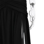 Elegant Halter Maxi Dress with High Slit in Deep Burgundy Black & White Colors