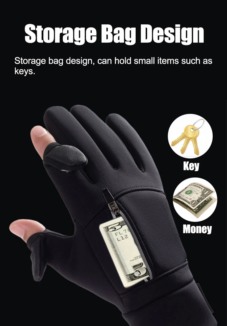 Winter Warm Touch Screen Compatible Gloves Outdoor Windproof Waterproof Cold-proof Gloves Unisex Driving Cycling Fishing Ski Gloves