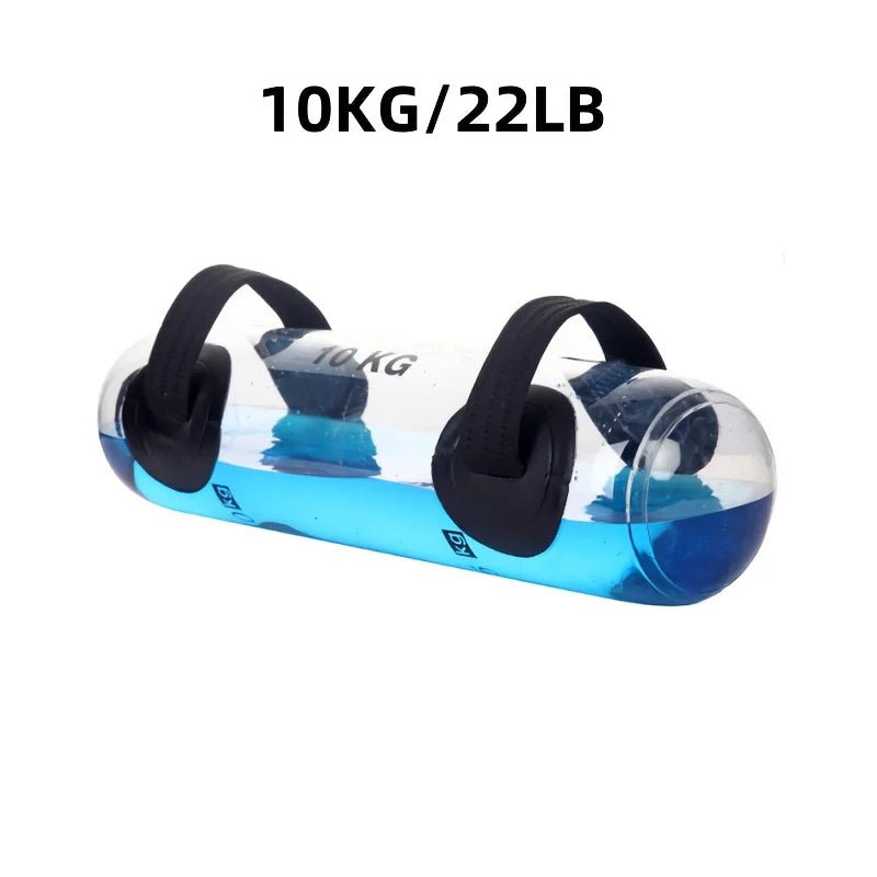 Blue and transparent hand weight with black straps and '10KG/22LB' text on a white background