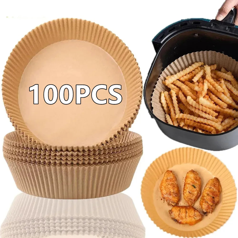 25/50/100 Piece Air Fryer Disposable Paper Liners Non-Stick Air Fryer Parchment Paper Liners Baking Paper Filters for AirFryer