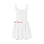 White A-Line Mini Dress Elegant Lace Up Party Holiday Dress Casual Spaghetti Strap Summer Dress