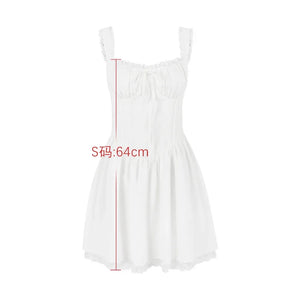 White A-Line Mini Dress Elegant Lace Up Party Holiday Dress Casual Spaghetti Strap Summer Dress